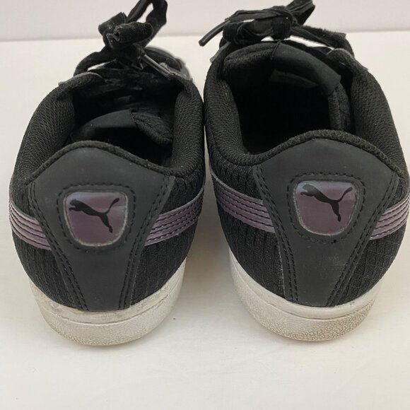 Puma Vikki Swan Black Low Top Sneakers Iridescent Accents Shoes Womens 8 - Picture 8 of 9